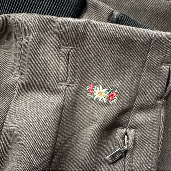 Vintage Post Card Italian Design Ski Pants Brown Floral Embroidered Stirrup - XS - Picture 14 of 16